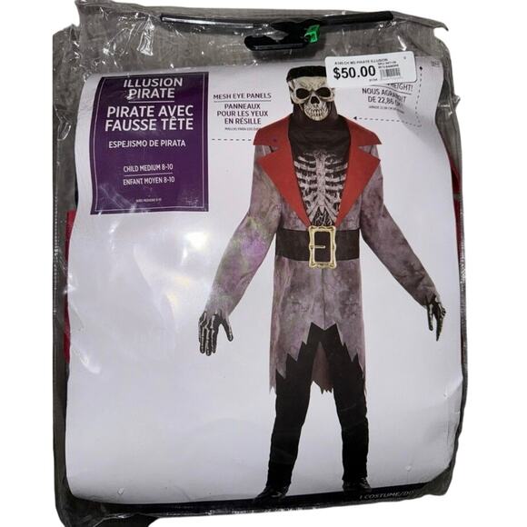New Amscan Scary Illusion Pirate Halloween Costume kids boys size medium 8-10 - Picture 6 of 6